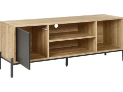 Säilytys<Beliani Tv-Taso Kaappi 3 Hyllya Vaalea Puu/Harmaa Moines