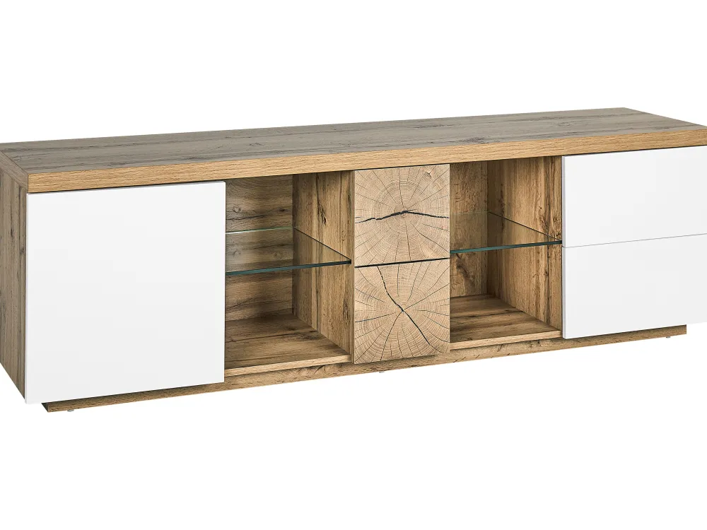 Cheap Beliani Tv-Taso Kaappi 2 Laatikkoa Vaalea Puu/Valkoinen Farada