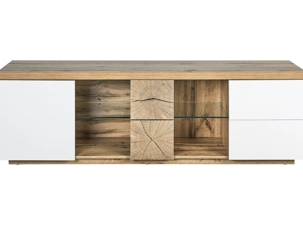 Cheap Beliani Tv-Taso Kaappi 2 Laatikkoa Vaalea Puu/Valkoinen Farada