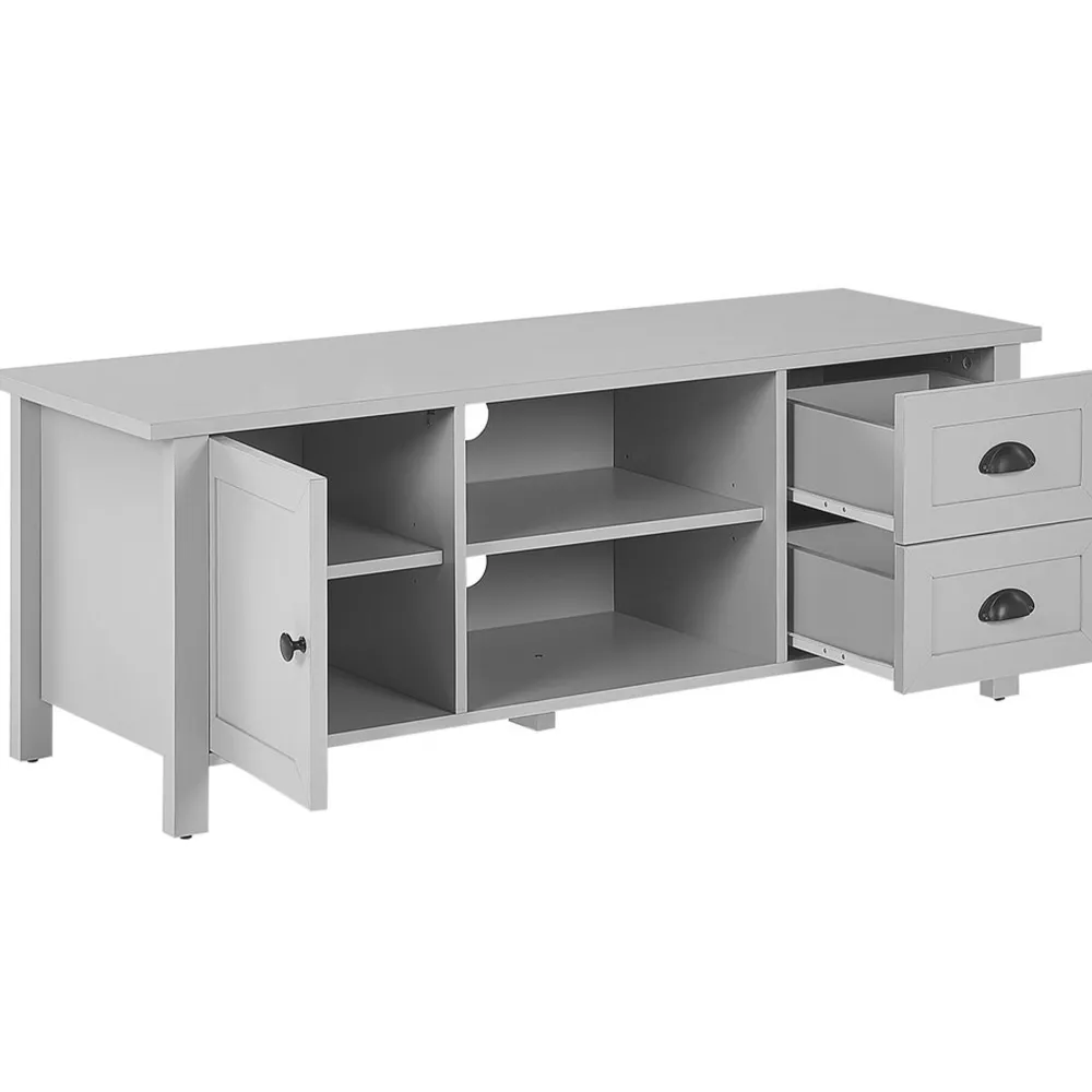 Discount Beliani Tv-Taso Kaappi 2 Laatikkoa Vaaleanharmaa Honolulu