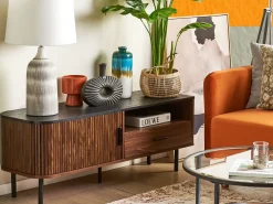 Säilytys<Beliani Tv-Taso Kaappi Laatikko Tumma Puu/Musta Jose