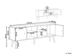 Best Beliani Tv-Taso Kumipuu 2 Kaappia 4 Hyllya Vaalea Puu Chandler