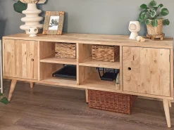 Best Beliani Tv-Taso Kumipuu 2 Kaappia 4 Hyllya Vaalea Puu Chandler