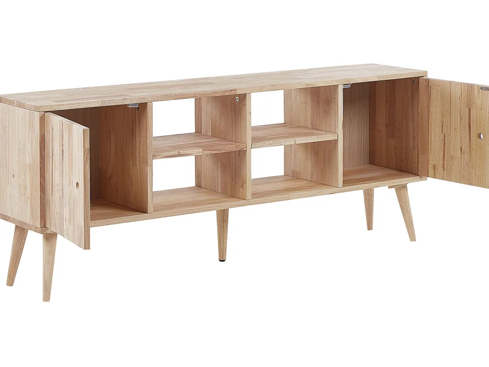 Best Beliani Tv-Taso Kumipuu 2 Kaappia 4 Hyllya Vaalea Puu Chandler