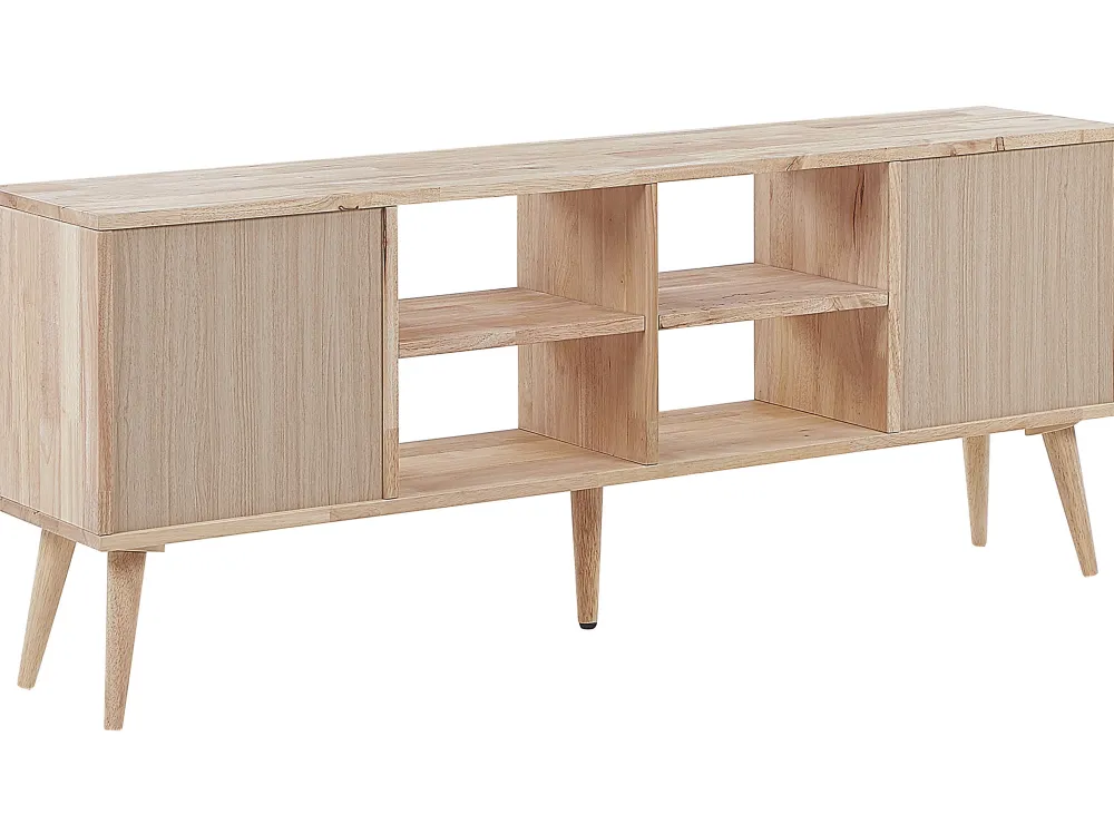 Best Beliani Tv-Taso Kumipuu 2 Kaappia 4 Hyllya Vaalea Puu Chandler