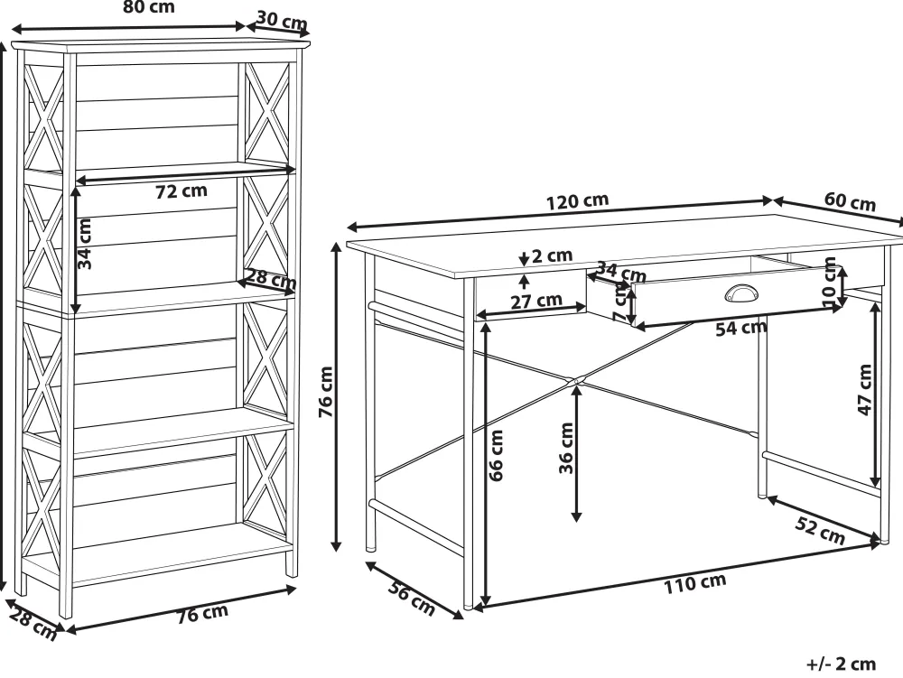Shop Beliani Tyohuonesetti 2 Osaa Tumma Puu/Musta Foster/Casco