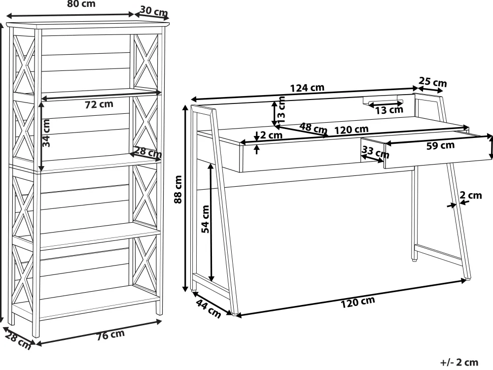 Säilytys<Beliani Tyohuonesetti 2 Osaa Tumma Puu/Musta Foster/Harwich