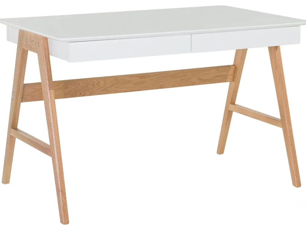 Säilytys<Beliani Tyohuonesetti 2 Osaa Valkoinen/Vaalea Puu Escalante/Sheslay