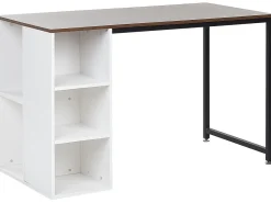 Sale Beliani Tyopoyta 5 Hyllya Tumma Puu/Valkoinen 120 X 60 Cm Dese