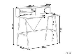 Flash Sale Beliani Tyopoyta 3 Hyllya Tumma Puu/Musta 100 X 50 Cm Harison