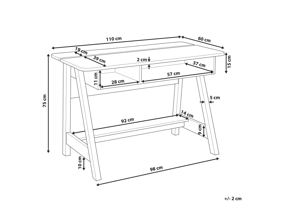Lastenhuone<Beliani Tyopoyta 2 Hyllya Vaalea Puu/Valkoinen 110 X 60 Cm Jackson