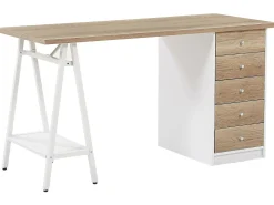 Lastenhuone<Beliani Tyopoyta 5 Laatikkoa Hylly Vaalea Puu/Valkoinen 140 X 60 Cm Heber