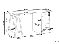 Lastenhuone<Beliani Tyopoyta 5 Laatikkoa Hylly Vaalea Puu/Valkoinen 140 X 60 Cm Heber