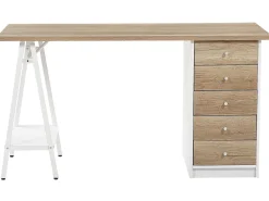 Lastenhuone<Beliani Tyopoyta 5 Laatikkoa Hylly Vaalea Puu/Valkoinen 140 X 60 Cm Heber