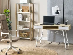 Lastenhuone<Beliani Tyopoyta 2 Laatikkoa Hylly Vaalea Puu/Valkoinen 120 X 48 Cm Clarita