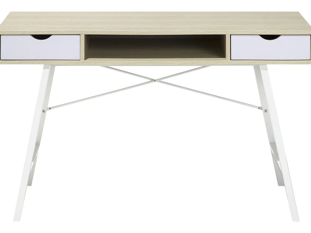 Lastenhuone<Beliani Tyopoyta 2 Laatikkoa Hylly Vaalea Puu/Valkoinen 120 X 48 Cm Clarita