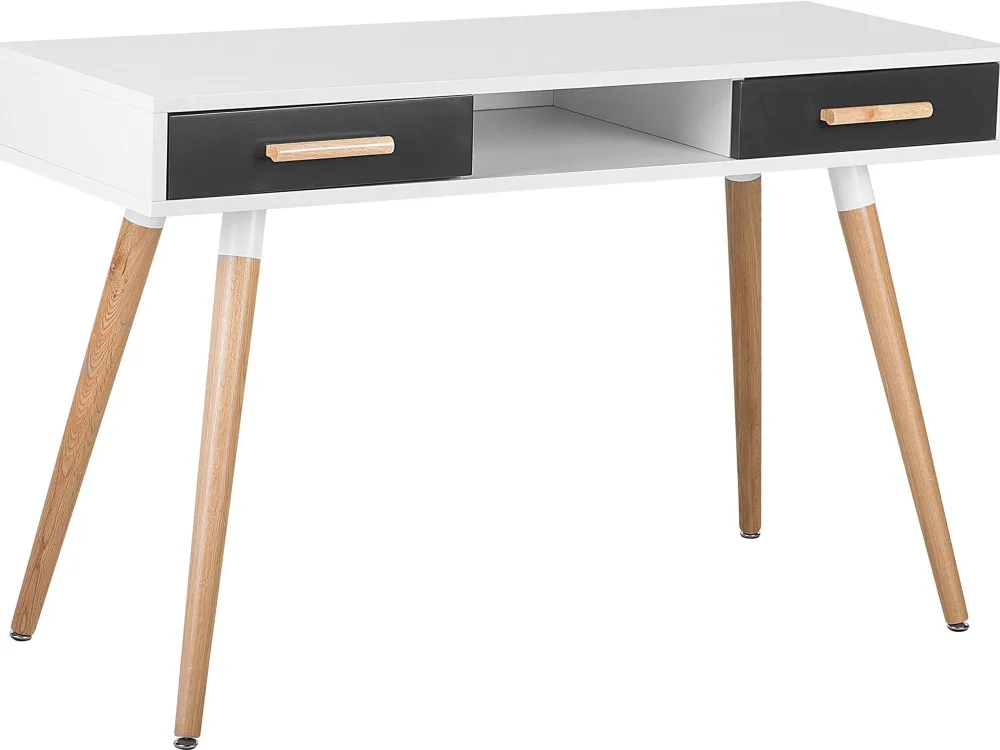 Lastenhuone<Beliani Tyopoyta 2 Laatikkoa Hylly Valkoinen/Harmaa 120 X 45 Cm Frisco