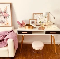 Lastenhuone<Beliani Tyopoyta 2 Laatikkoa Hylly Valkoinen/Harmaa 120 X 45 Cm Frisco