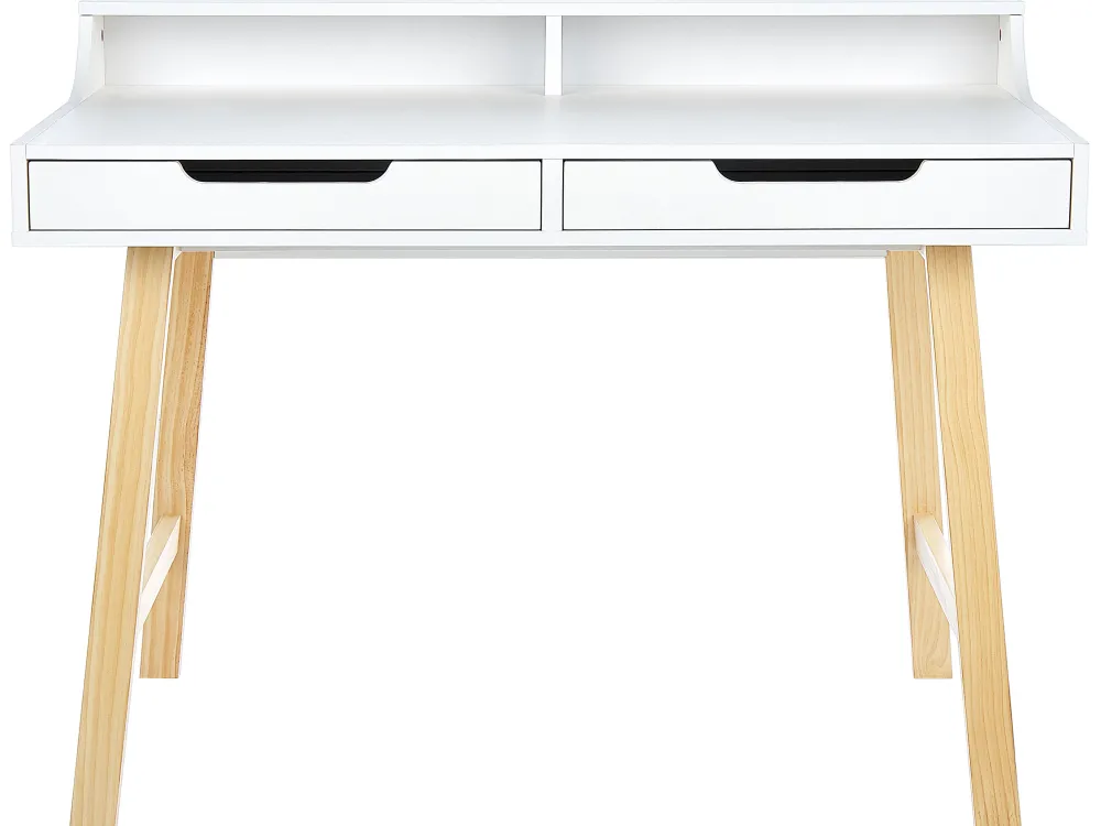 New Beliani Tyopoyta 2 Laatikkoa Hylly Valkoinen/Vaalea Puu 110 Cm Barie