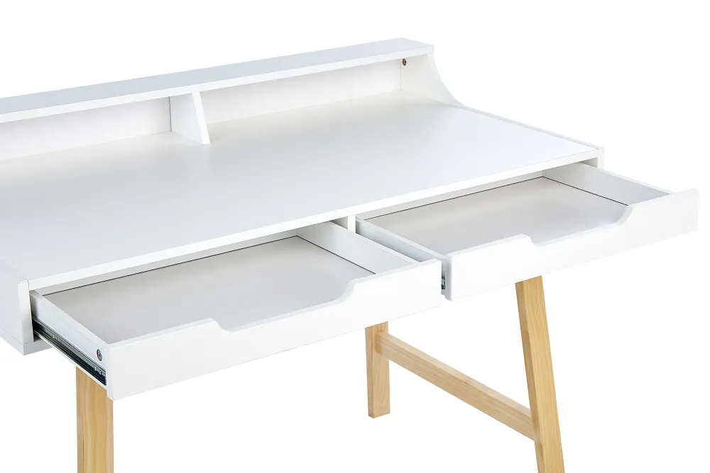 New Beliani Tyopoyta 2 Laatikkoa Hylly Valkoinen/Vaalea Puu 110 Cm Barie