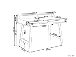 New Beliani Tyopoyta 2 Laatikkoa Hylly Valkoinen/Vaalea Puu 110 Cm Barie