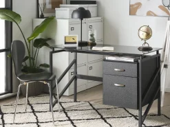 Online Beliani Tyopoyta 2 Laatikkoa Musta 117 X 57 Cm Moriton