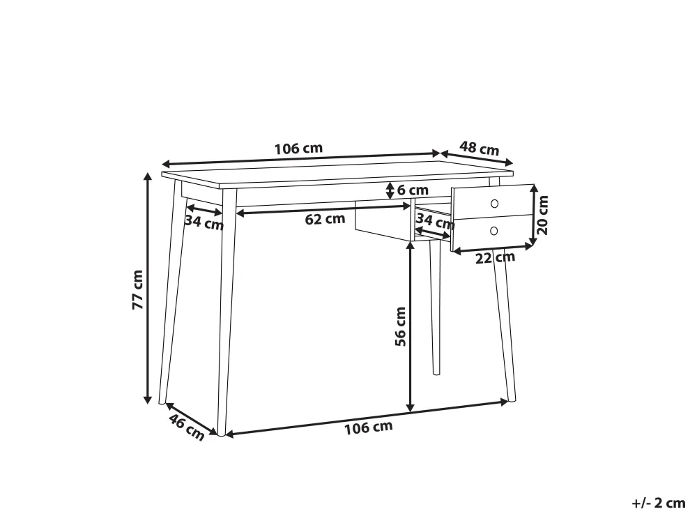 New Beliani Tyopoyta 2 Laatikkoa Musta/Vaalea Puu 106 X 48 Cm Ebeme