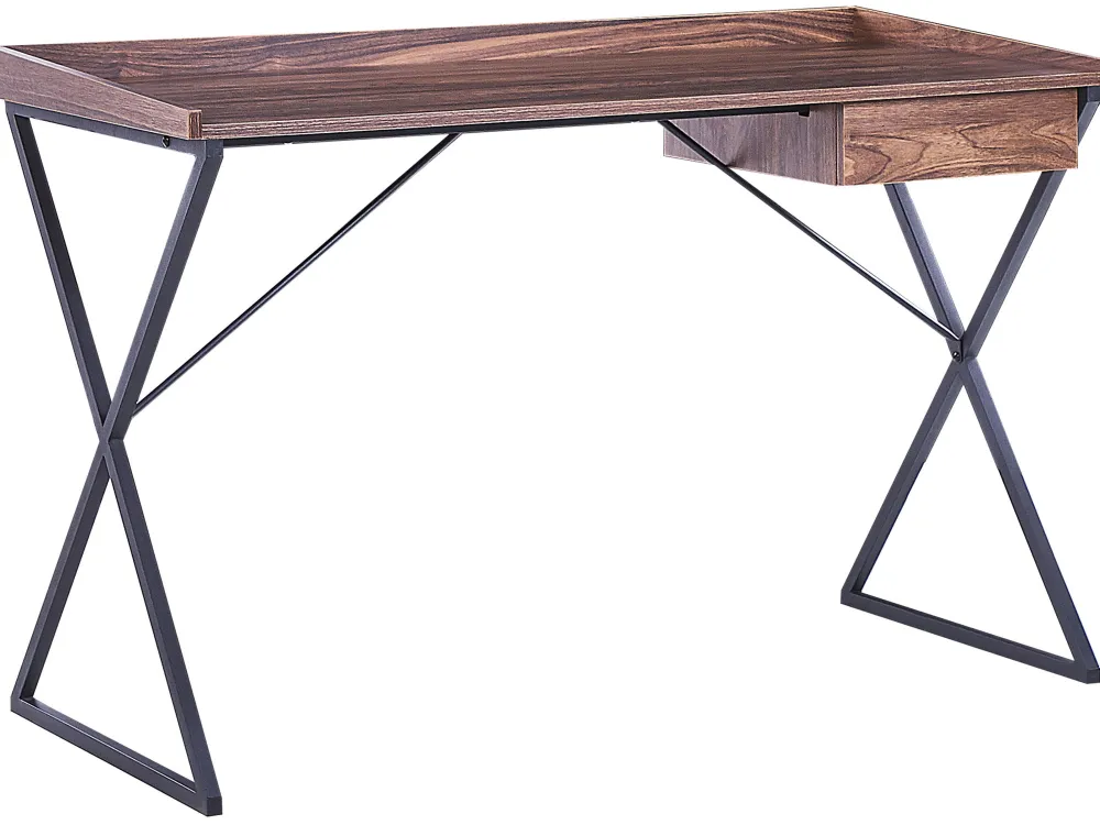 Online Beliani Tyopoyta Laatikko Tumma Puu/Musta 120 X 54 Cm Noxon