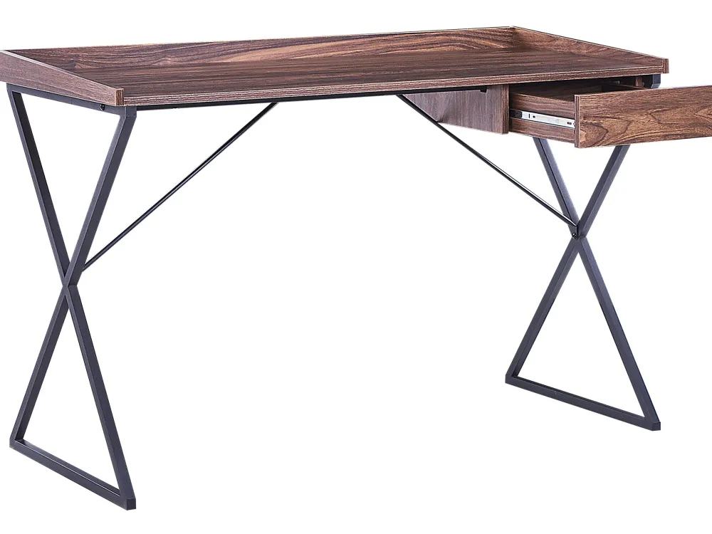 Online Beliani Tyopoyta Laatikko Tumma Puu/Musta 120 X 54 Cm Noxon