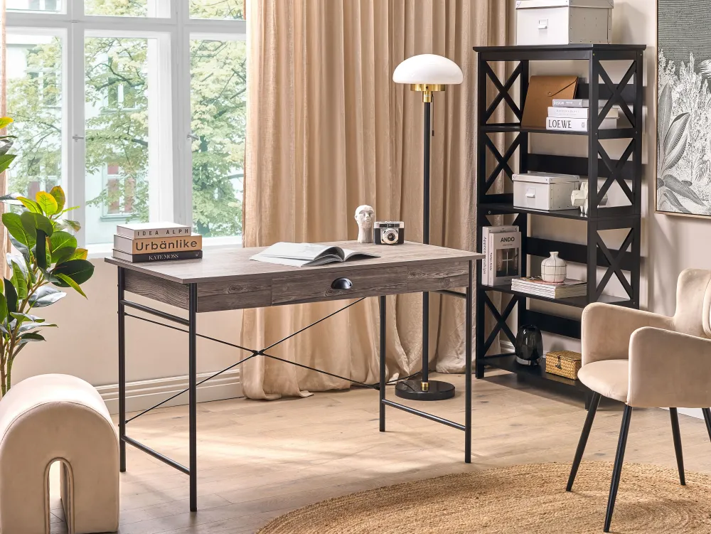 Outlet Beliani Tyopoyta Laatikko Tumma Puu/Musta 120 X 60 Cm Casco