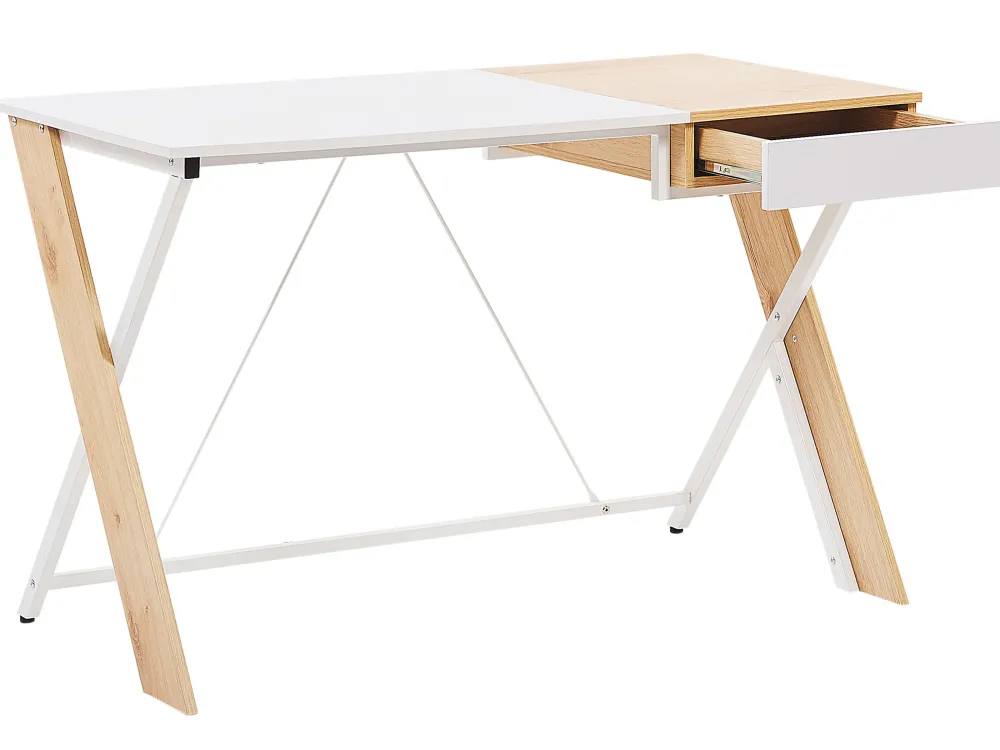 Best Sale Beliani Tyopoyta Laatikko Vaalea Puu/Valkoinen 120 X 60 Cm Hamden