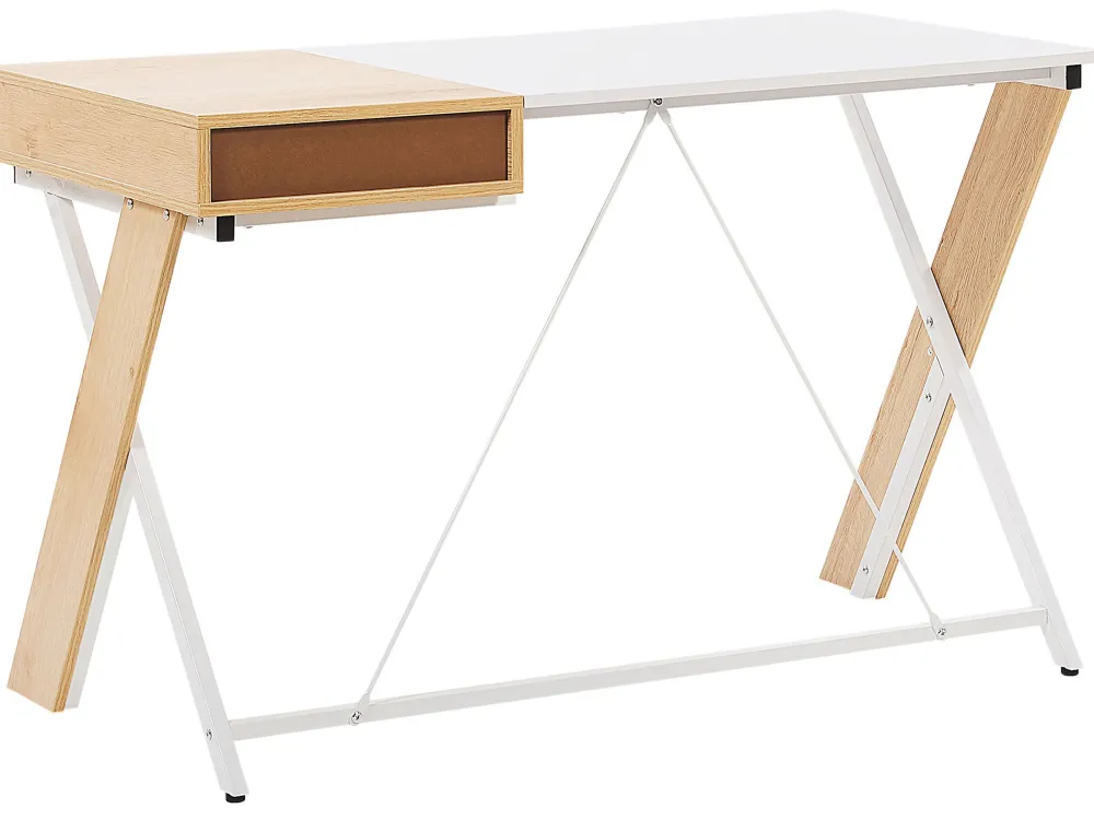 Best Sale Beliani Tyopoyta Laatikko Vaalea Puu/Valkoinen 120 X 60 Cm Hamden