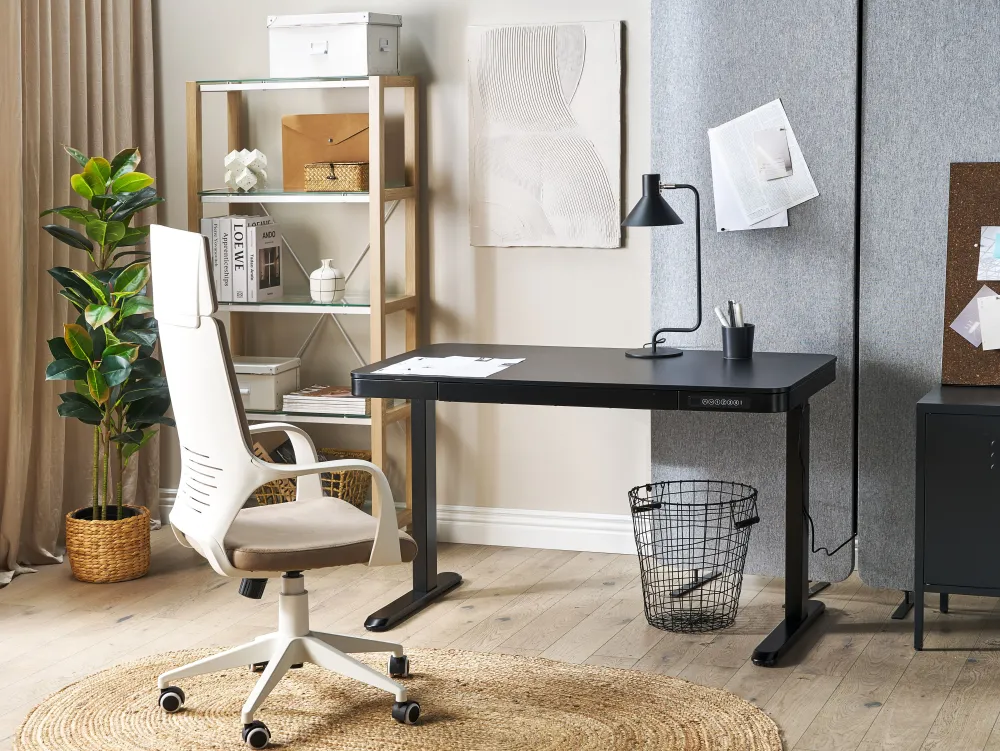 Sale Beliani Tyotuoli Kangas Ruskeanharmaa/Valkoinen Delight