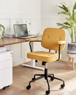 Cheap Beliani Tyotuoli Keinonahka Keltainen Pawnee