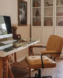 Cheap Beliani Tyotuoli Keinonahka Keltainen Pawnee