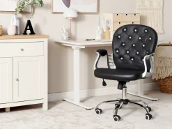 Tuolit<Beliani Tyotuoli Keinonahka Musta/Hopea Princess