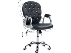 Tuolit<Beliani Tyotuoli Keinonahka Musta/Hopea Princess