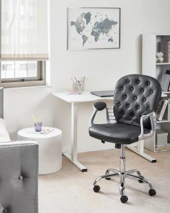 Tuolit<Beliani Tyotuoli Keinonahka Musta Princess