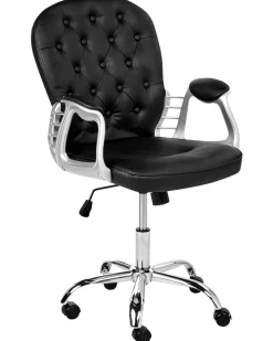 Tuolit<Beliani Tyotuoli Keinonahka Musta Princess