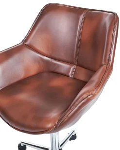 Clearance Beliani Tyotuoli Keinonahka Tummanruskea Newdale