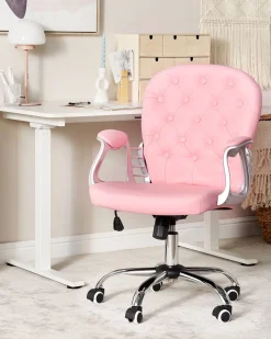 Fashion Beliani Tyotuoli Keinonahka Vaaleanpunainen Princess