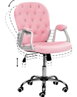 Flash Sale Beliani Tyotuoli Keinonahka Vaaleanpunainen/Hopea Princess