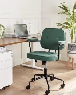 Tuolit<Beliani Tyotuoli Keinonahka Vihrea Pawnee