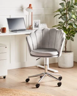 Tuolit<Beliani Tyotuoli Sametti Harmaa Monticello