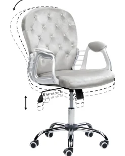 Lastenhuone<Beliani Tyotuoli Sametti Vaaleanharmaa/Hopea Princess