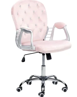 Lastenhuone<Beliani Tyotuoli Sametti Vaaleanpunainen/Hopea Princess