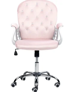 Lastenhuone<Beliani Tyotuoli Sametti Vaaleanpunainen/Hopea Princess