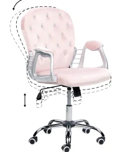 Lastenhuone<Beliani Tyotuoli Sametti Vaaleanpunainen/Hopea Princess