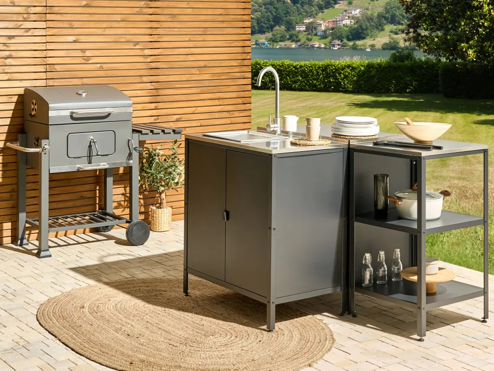 Cheap Beliani Ulkokeittion Allaskaappi Teras Musta Vilama