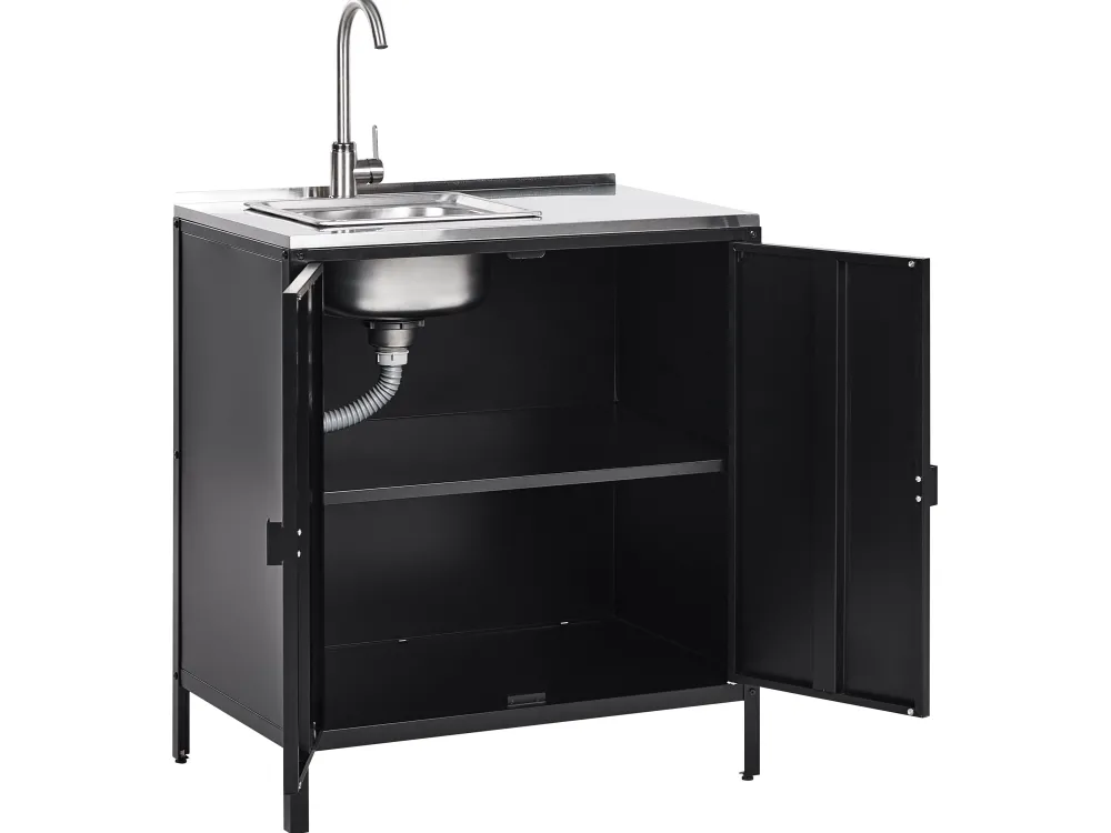Cheap Beliani Ulkokeittion Allaskaappi Teras Musta Vilama